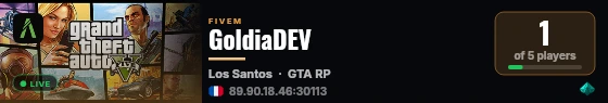 GoldiaDEV live status badge