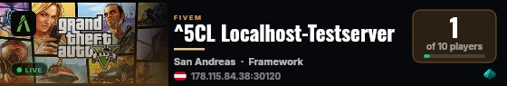^5CL Localhost-Testserver live status badge