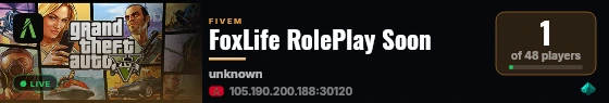 FoxLife RolePlay Soon live status badge