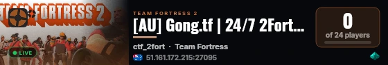 [AU] Gong.tf | 24/7 2Fort | Custom | Hosted by Axiam Networks live status badge