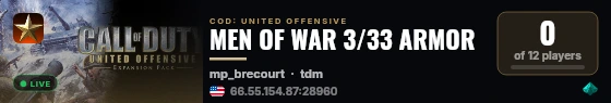 MEN OF WAR 3/33 ARMOR live status badge