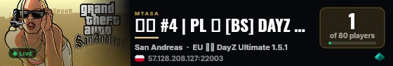 ██ #4 | PL █ [BS] DAYZ ULTIMATE: MINT █ SURVIVAL, LOOT X2, HARD ZOMBIE, 186 VEHICLE live status badge