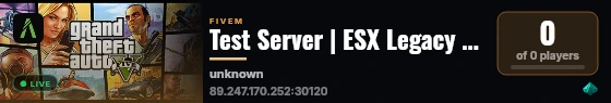 Test Server | ESX Legacy Server live status badge