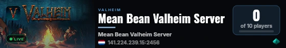 Mean Bean Valheim Server live status badge