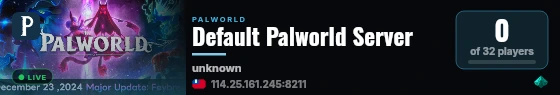 Default Palworld Server live status badge