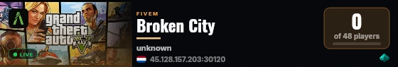 Broken City live status badge