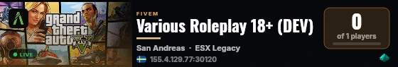 Various Roleplay 18+ (DEV) live status badge