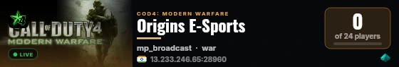 Origins E-Sports live status badge