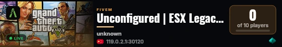 Unconfigured | ESX Legacy Server live status badge