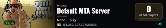 Default MTA Server live status badge
