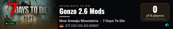 Gonzo 2.6 Mods live status badge