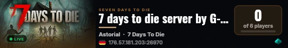 7 days to die server by G-portal live status badge