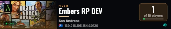 Embers RP DEV live status badge