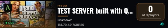 TEST SERVER built with QBCore Framework by JericoFx & Kakarot & Hamy! live status badge