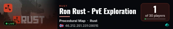 Ron Rust - PvE Exploration live status badge