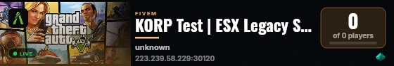 KORP Test | ESX Legacy Server live status badge