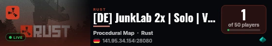 [DE] JunkLab 2x | Solo | Vanilla+ | Biweekly | 50% Upkeep live status badge