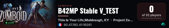 B42MP Stable V_TEST live status badge