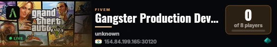 Gangster Production Dev Server || Qbox Framework live status badge