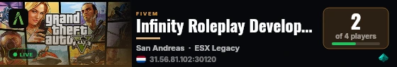 Infinity Roleplay Development live status badge