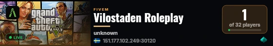 Vilostaden Roleplay live status badge