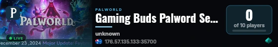 Gaming Buds Palword Server live status badge