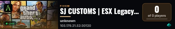 SJ CUSTOMS | ESX Legacy Server live status badge