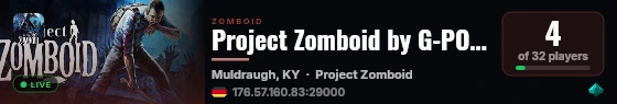 Project Zomboid by G-PORTAL.com live status badge