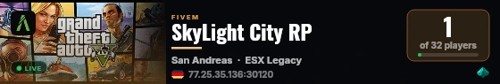 SkyLight City RP live status badge