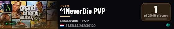 ^1NeverDie PVP live status badge