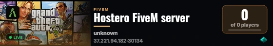 Hostero FiveM server live status badge