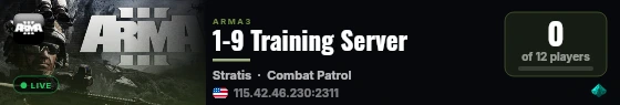 1-9 Training Server live status badge