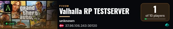 Valhalla RP TESTSERVER live status badge