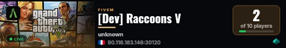 [Dev] Raccoons V live status badge