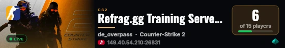 Refrag.gg Training Server (Player) live status badge