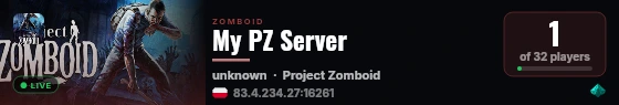 My PZ Server live status badge