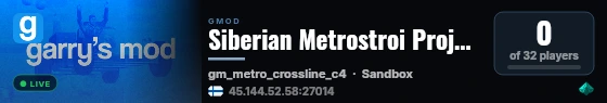 Siberian Metrostroi Project | HalfRank live status badge