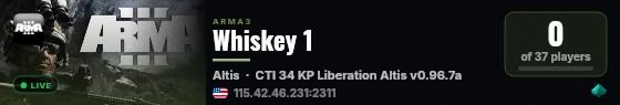 Whiskey 1 live status badge