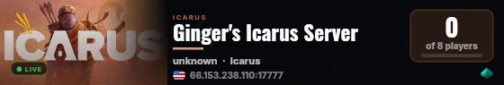 Ginger's Icarus Server live status badge