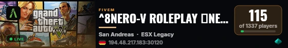 ^8NERO-V ROLEPLAY ⌠NEUER SERVER⌡ live status badge