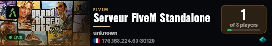 Serveur FiveM Standalone live status badge