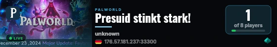 Presuid stinkt stark! live status badge