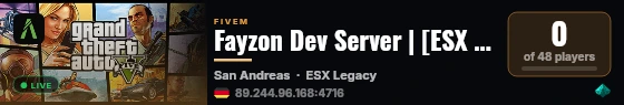 Fayzon Dev Server | [ESX Legacy] live status badge