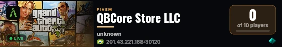 QBCore Store LLC live status badge
