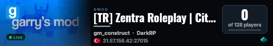 [TR] Zentra Roleplay | CityRP | YAKINDA | .gg/zentracity | live status badge