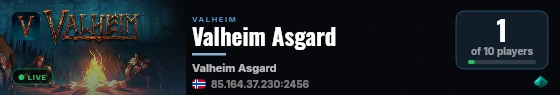 Valheim Asgard live status badge
