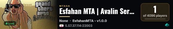 Esfahan MTA | Avalin Server MTA Dar Esfahan | RPG live status badge