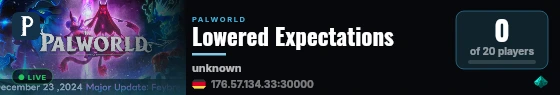 Lowered Expectations live status badge