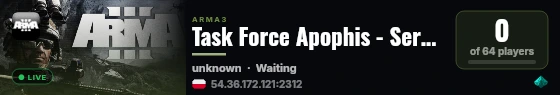 Task Force Apophis - Serwer dodatkowy live status badge