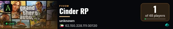 Cinder RP live status badge